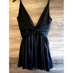 Donnee Par Dieu Dress Black Mini Party V neck Size Small